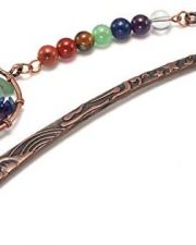 JOVIVI Antique Copper Metal Bookmark Beading Bookmarks with Handmade 7 Chakra Healing Crystals Tree of Life Tumbled Gemstones/Swirl Round Beads Dangle (Mixed 2pcs)
